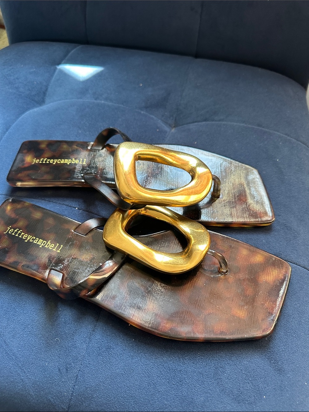 Jeffrey Campbell Tortoiseshell Sandals with Gold Hardware Sz 9/40 New